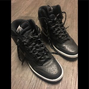 Nike wedge sneakers size 7.5 leather black